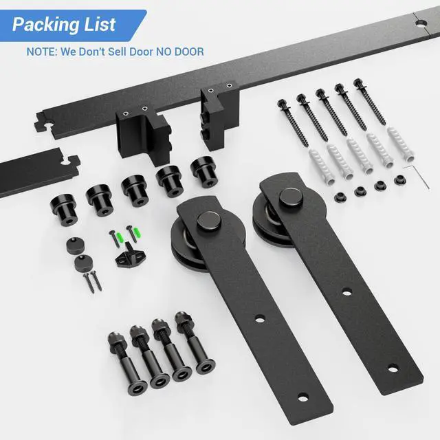 Alt view image 6 of 7 - 6 Feet Heavy Duty Sturdy Sliding Barn Door Hardware Kit -Smoothly and Quietly -Easy to Install Fit 36" Wide Door Panel (I Shape Hanger)