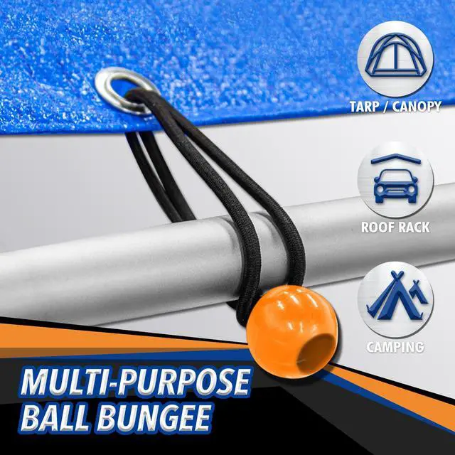 Alt view image 5 of 7 - 32-Piece Bungee Cord Assortment with Hooks | Rubber Bungee Cords in 10, 18, 24, 32 and 40 in Sizes for Cargo, Camping and Storage, with Ball Ties, Tarp Clips and Zip Ties