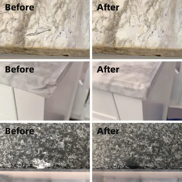 Alt view image 3 of 6 - Marble and Granite Repair kit for Porcelain Stone and Quartz Countertops | Tile repair kit for Chips Dents Cracks holes Scratchs, Fix Chipped Edges Corners, Reattaches or rebuilds Missing Pieces