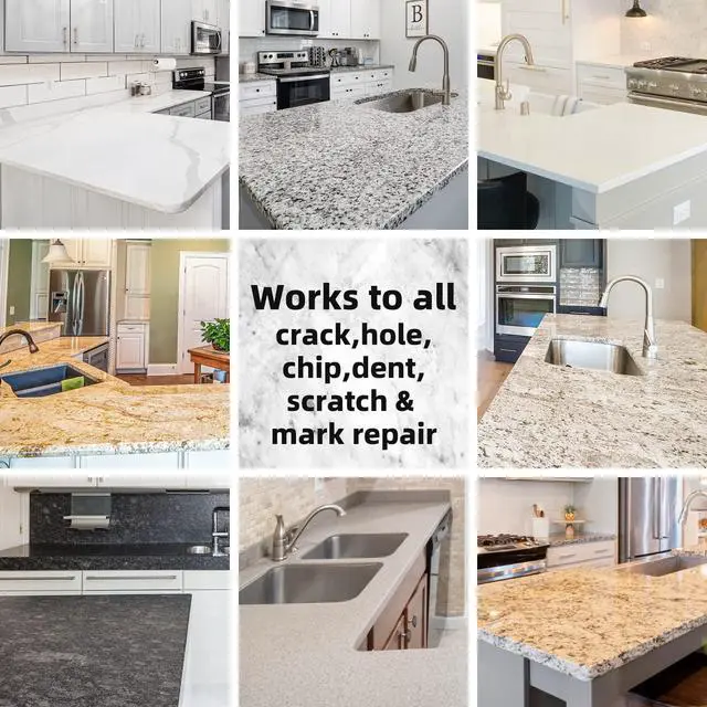 Alt view image 5 of 6 - Marble and Granite Repair kit for Porcelain Stone and Quartz Countertops | Tile repair kit for Chips Dents Cracks holes Scratchs, Fix Chipped Edges Corners, Reattaches or rebuilds Missing Pieces