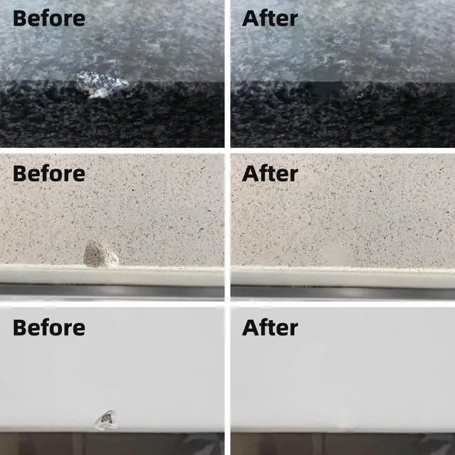 Alt view image 4 of 6 - Marble and Granite Repair kit for Porcelain Stone and Quartz Countertops | Tile repair kit for Chips Dents Cracks holes Scratchs, Fix Chipped Edges Corners, Reattaches or rebuilds Missing Pieces