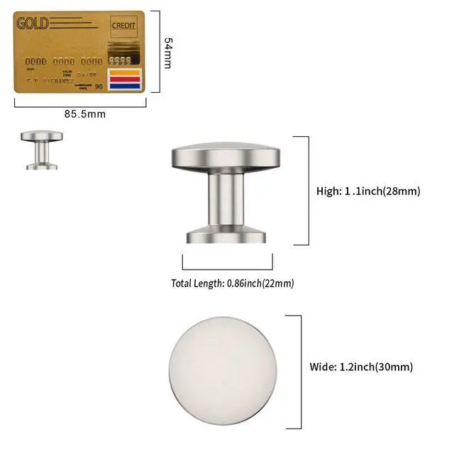 Alt view image 5 of 6 - 10 Pack Brushed Satin Nickel Cabinet Knobs 1.2" | Single Hole Cabinet Pulls Round Kitchen Cabinet Knobs Drawer Knobs Dresser Knobs and Pulls for Bathroom Cabinets ZH0051