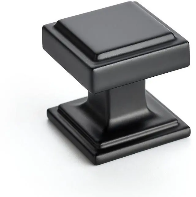 Main image of Matte Black Square Kitchen Cabinet Knobs,Single Hole,30 Pack | 1" Diameter, Zinc Alloy Solid Pull Feel, Big Base, Screws Included, Cabinet Hardware for Dresser Drawer Pulls and Knobs