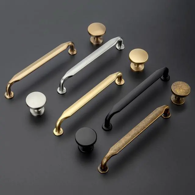 Alt view image 4 of 7 - 10 Pack Brushed Brass Cabinet Knobs Round Gold Drawer Knobs Kitchen Cabinet Handles Solid Zinc Alloy Pulls for Bathroom Dresser Hardware