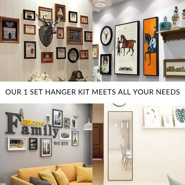 Alt view image 7 of 7 - Picture Hangers, Picture Hanging Kit, 225pcs Heavy Duty Frame Hooks Hardware with Nails, Hanging Wire, Screw Eyes, D Ring and Sawtooth for Wall Mounting