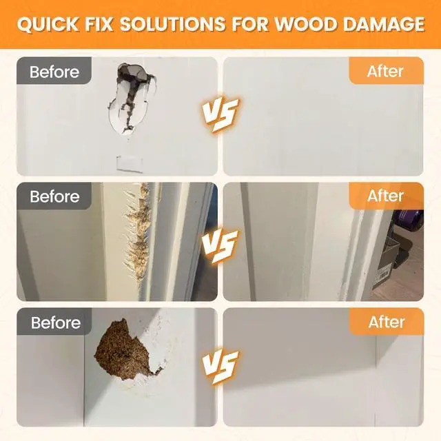 Alt view image 4 of 6 - Wood Filler, Wood Putty, Wood Hole Filler, 16 Oz White Wood Repair Kit | Paintable & Stainable Wood Filler Putty, Wood Furniture Scratch Cracks Holes Repair, Exterior Wood Filler Water Resistant