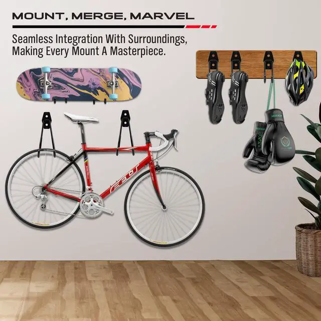 Alt view image 3 of 7 - Garage Tool Storage Wall Hook Assortment Set: 15PCS Heavy Duty Large Hanger Garden Tool Organizer Ladder Bike Rack Yard Tool Holder Shed Shovel Metal Screw Organization Bicycle Steel Bracket