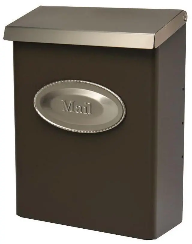 Main image of Designer Galvanized Steel Wall-Mount Mailbox, DVKPBZ0AM, Venetian Bronze, Medium | Galvanized steel build with a concealed lock and key drop box and weather-resistant outdoor construction
