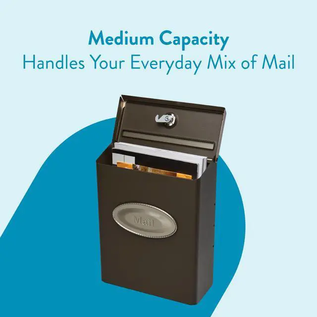 Alt view image 3 of 7 - Designer Galvanized Steel Wall-Mount Mailbox, DVKPBZ0AM, Venetian Bronze, Medium | Galvanized steel build with a concealed lock and key drop box and weather-resistant outdoor construction