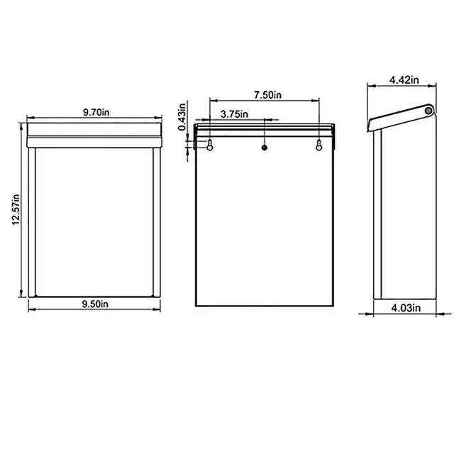 Alt view image 7 of 7 - Designer Galvanized Steel Wall-Mount Mailbox, DVKPBZ0AM, Venetian Bronze, Medium | Galvanized steel build with a concealed lock and key drop box and weather-resistant outdoor construction