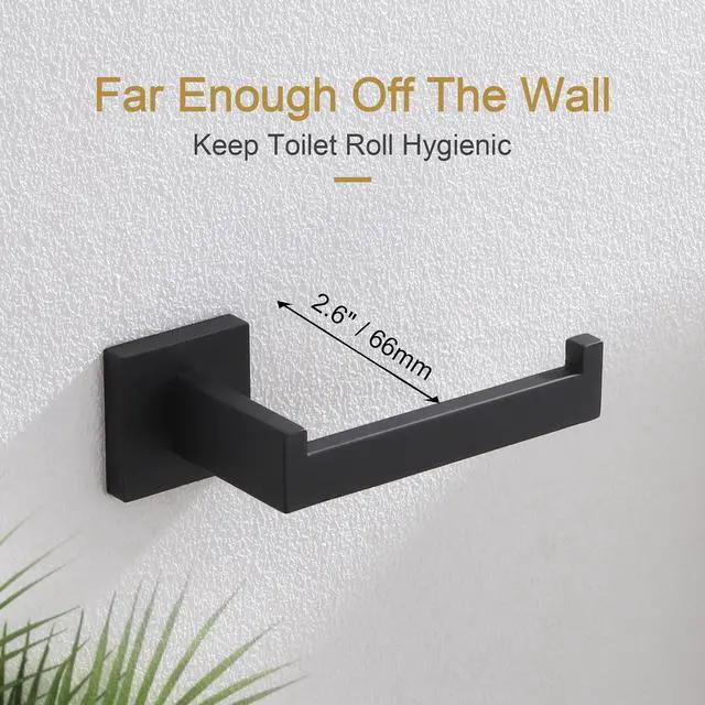 Alt view image 3 of 7 - Black Toilet Paper Holders Bathroom Toilet Paper Roll Holder SUS304 Stainless Steel Contemporary Wall Mounted, Matte Black, B2003BK