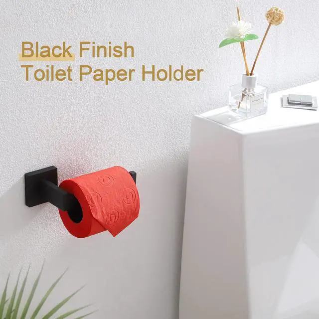 Alt view image 4 of 7 - Black Toilet Paper Holders Bathroom Toilet Paper Roll Holder SUS304 Stainless Steel Contemporary Wall Mounted, Matte Black, B2003BK