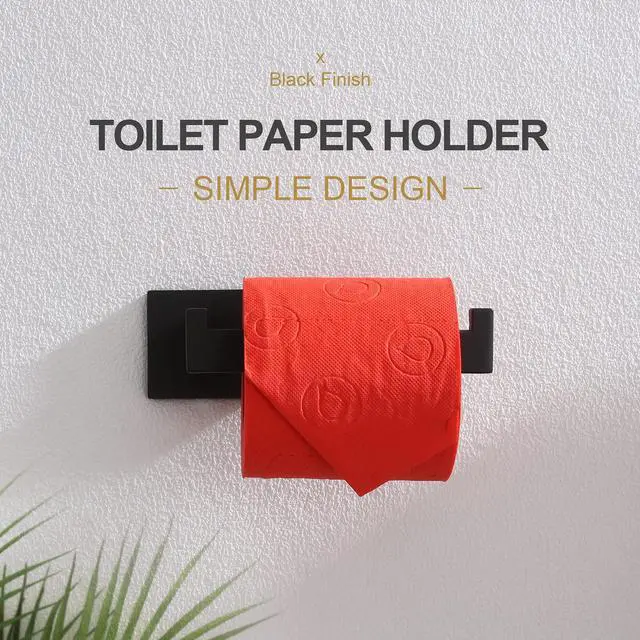 Alt view image 5 of 7 - Black Toilet Paper Holders Bathroom Toilet Paper Roll Holder SUS304 Stainless Steel Contemporary Wall Mounted, Matte Black, B2003BK