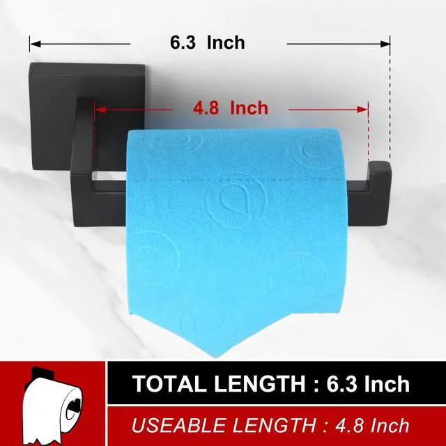 Alt view image 6 of 7 - Black Toilet Paper Holders Bathroom Toilet Paper Roll Holder SUS304 Stainless Steel Contemporary Wall Mounted, Matte Black, B2003BK