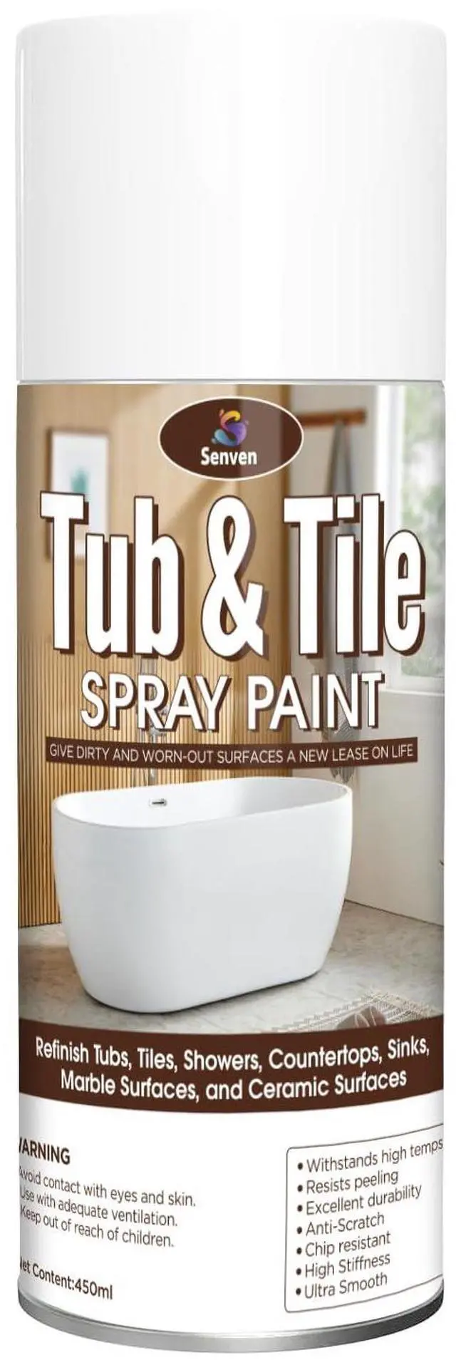 Main image of Tile Paint, White Tub and Tile Refinishing Spray Paint Waterproof White Spray Tile Paint Bathtub Refinishing Kit for Tiles Ceramic Porcelain Fiberglass Bathroom Walls Bathtubs Sinks Countertop Toilets