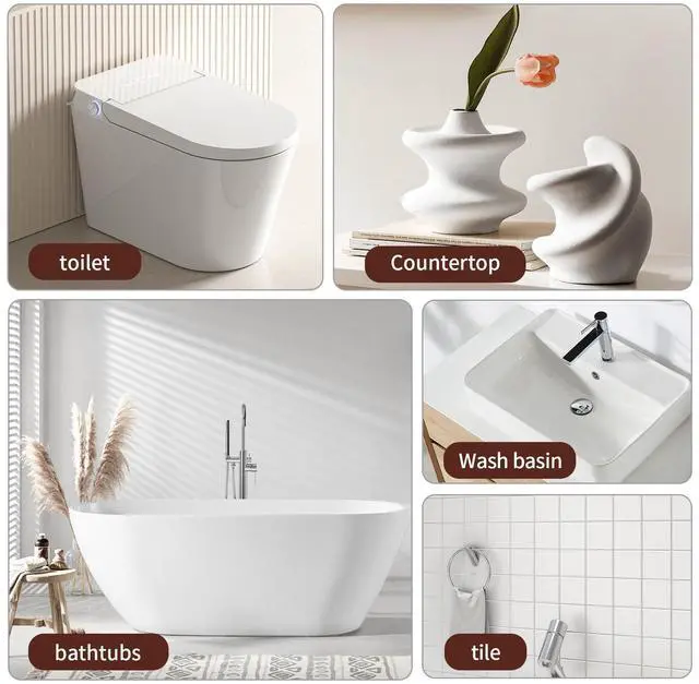Alt view image 4 of 7 - Tile Paint, White Tub and Tile Refinishing Spray Paint Waterproof White Spray Tile Paint Bathtub Refinishing Kit for Tiles Ceramic Porcelain Fiberglass Bathroom Walls Bathtubs Sinks Countertop Toilets