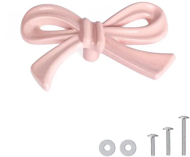 Main image of 8 Pack Large Pink Bow Dresser Cabinet Knobs, 2.7 Inches | Bow Dresser Knobs Decorative Cabinet Drawer Pull Handles for Girls Bedroom and Nursery Room Decor