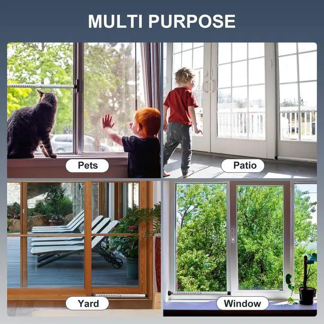 Alt view image 6 of 7 - Sliding Door Security Bar, 17.7-50.5inch Heavy Duty Adjustable Sliding Patio Door Lock Bar with Rubber Tips,Diameter 1inch Window Security Bar for Home Apartment Travel Children Women (White)