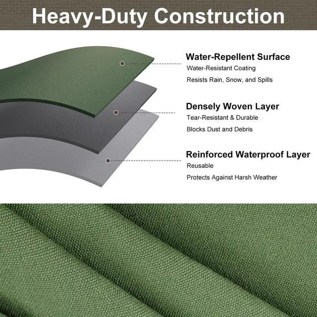 Alt view image 5 of 7 - Canvas Tarp 6x8 Feet, 12 Oz Heavy Duty Water Resistant with Rustproof Grommets, UV Resistant, Multipurpose Outdoor Tarpaulin for Camping, Canopy, Woodpile, Trailer (Green)
