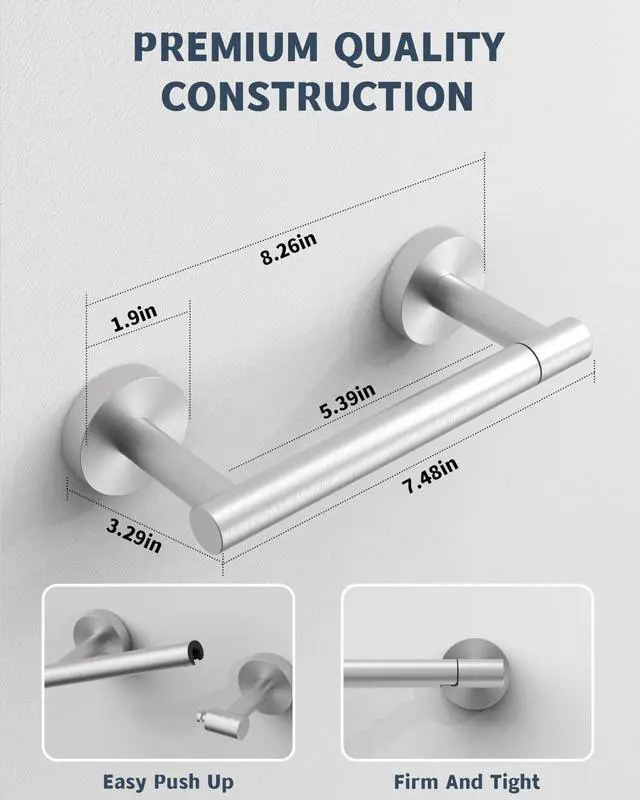 Alt view image 5 of 7 - Bathroom Toilet Paper Holder Wall Mount SUS304 Stainless Steel Double Post Pivoting Toilet Paper Roll Holder Wall Mounted for Bathroom RV Commercial Toilet Tissue Dispensers, Brushed Nickel