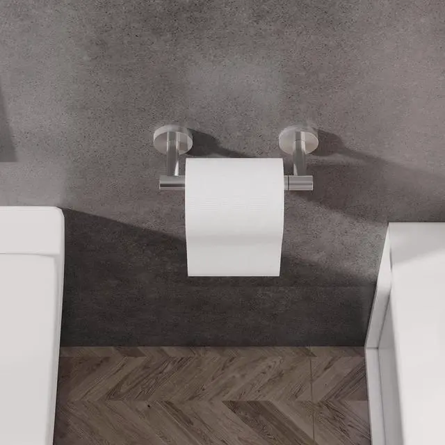 Alt view image 2 of 7 - Bathroom Toilet Paper Holder Wall Mount SUS304 Stainless Steel Double Post Pivoting Toilet Paper Roll Holder Wall Mounted for Bathroom RV Commercial Toilet Tissue Dispensers, Brushed Nickel