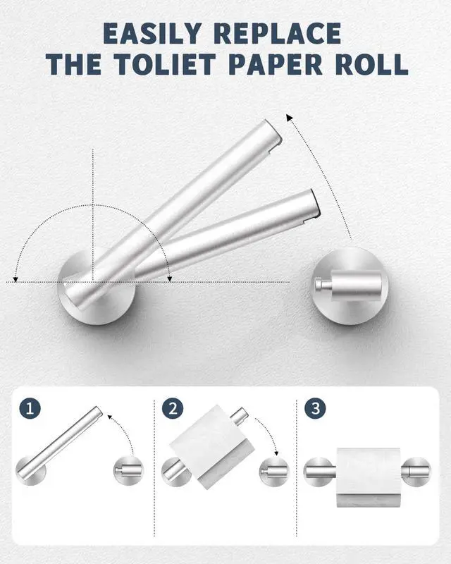 Alt view image 4 of 7 - Bathroom Toilet Paper Holder Wall Mount SUS304 Stainless Steel Double Post Pivoting Toilet Paper Roll Holder Wall Mounted for Bathroom RV Commercial Toilet Tissue Dispensers, Brushed Nickel
