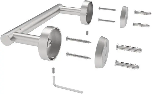 Alt view image 6 of 7 - Bathroom Toilet Paper Holder Wall Mount SUS304 Stainless Steel Double Post Pivoting Toilet Paper Roll Holder Wall Mounted for Bathroom RV Commercial Toilet Tissue Dispensers, Brushed Nickel