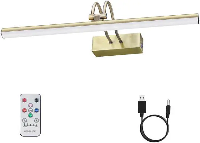 Main image of Picture Light,5000mAh Wireless Wall Light,16" Art Light,Antique Brass | Rechargeable Photo Lights,Remote Timer and Dimmer Gallery Light for Painting,Display,Frame,Living Room