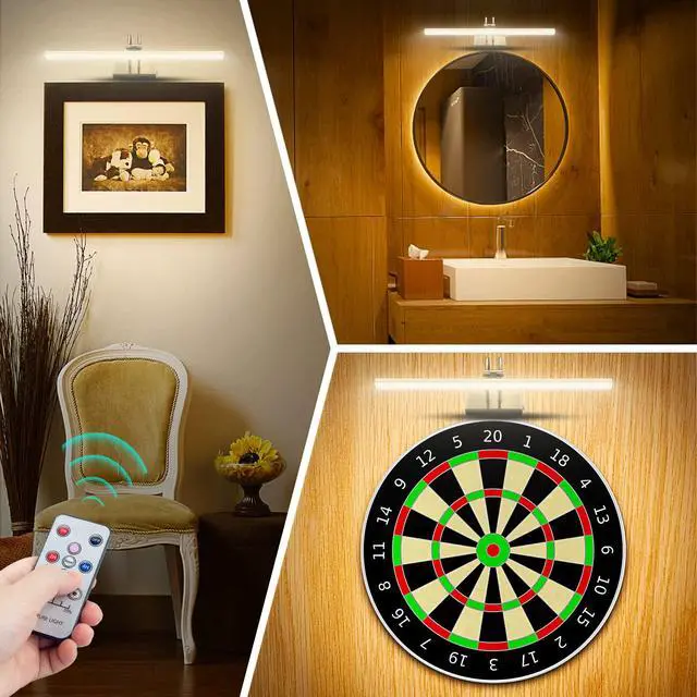 Alt view image 6 of 7 - Picture Light,5000mAh Wireless Wall Light,16" Art Light,Antique Brass | Rechargeable Photo Lights,Remote Timer and Dimmer Gallery Light for Painting,Display,Frame,Living Room