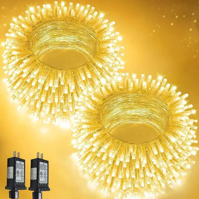 Main image of 2-Pack 66FT 200 LED String Lights Indoor Outdoor Waterproof, Christmas Lights on Clear Wire, 13 Modes Twinkle Fairy String Lights for Xmas Tree Wedding Decorations Party Bedroom Garden (Warm White)