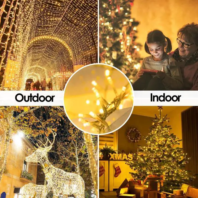 Alt view image 6 of 7 - 2-Pack 66FT 200 LED String Lights Indoor Outdoor Waterproof, Christmas Lights on Clear Wire, 13 Modes Twinkle Fairy String Lights for Xmas Tree Wedding Decorations Party Bedroom Garden (Warm White)