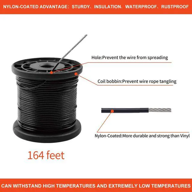 Alt view image 5 of 6 - Outdoor String Light Hanging Kit Includ 164 FT Nylon Rope Cable | 304 Stainless Steel Turnbuckle & Hooks,Globe Light Suspension Kits,Patio Lights Guide Wire,Enough Accessories,Use Manual