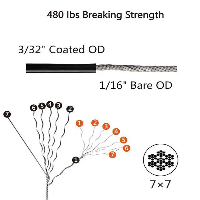 Alt view image 6 of 6 - Outdoor String Light Hanging Kit Includ 164 FT Nylon Rope Cable | 304 Stainless Steel Turnbuckle & Hooks,Globe Light Suspension Kits,Patio Lights Guide Wire,Enough Accessories,Use Manual