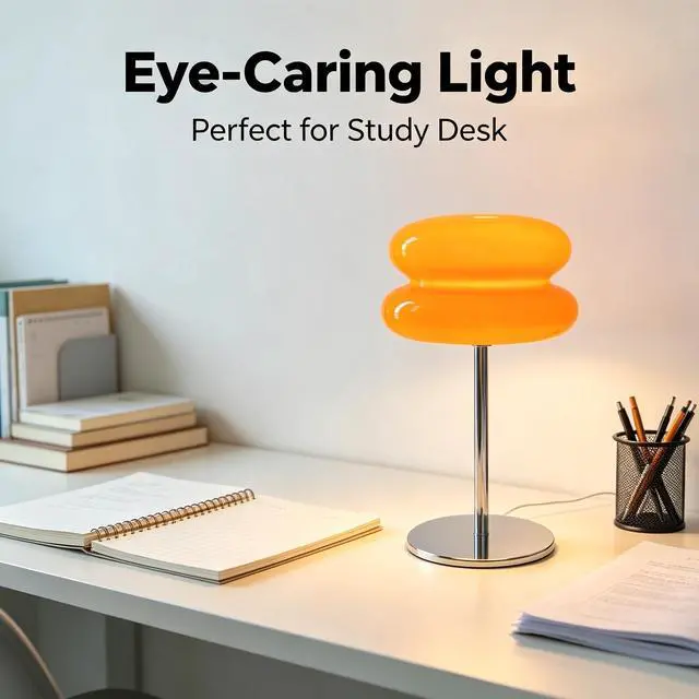 Alt view image 7 of 7 - Bedroom Mushroom lamp, Medieval Modern Bedside Table lamp for Night Stands, Vintage dimmable Small Lamps, Cute Cool Desk Lamps Home Room Aesthetic Decor for Living Room(Orange)