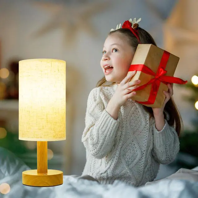 Alt view image 7 of 7 - Small Cordless Touch Bedside Table Lamps Set of 2,Minimalist Dimmable Battery-Powered Desk Lamps with Round Fabric Linen Shade,Mini Nightstand Warm Night Lights for Bedroom,Home,Living Room,Office