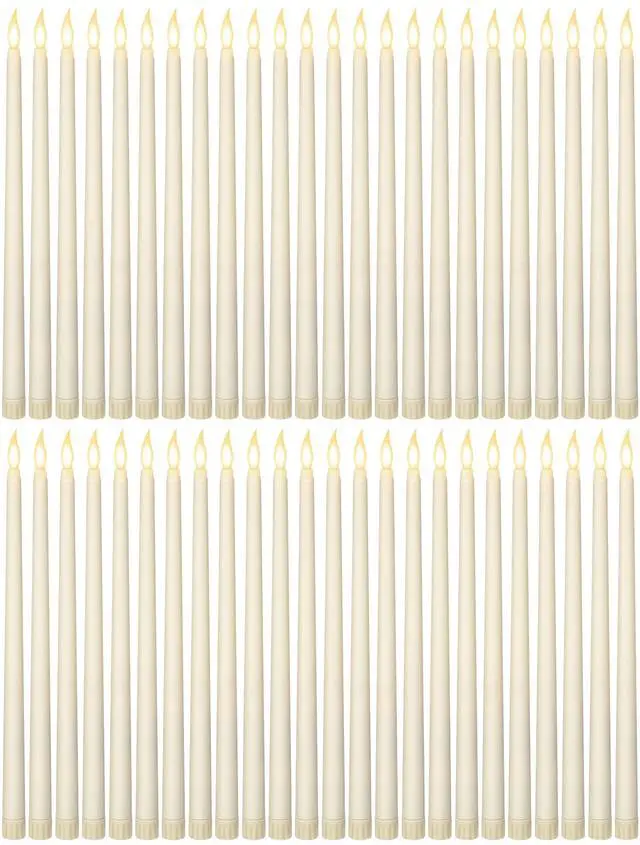 Main image of 48 Pcs Flameless LED Taper Candles Battery Operated Candles Bulk Realistic LED Candlesticks Flickering for Wedding Church Party Home Decor(Ivory,11 Inch,Classic Style)