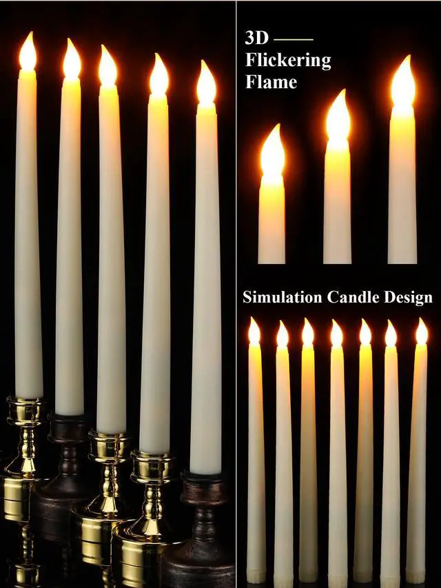 Alt view image 3 of 7 - 48 Pcs Flameless LED Taper Candles Battery Operated Candles Bulk Realistic LED Candlesticks Flickering for Wedding Church Party Home Decor(Ivory,11 Inch,Classic Style)