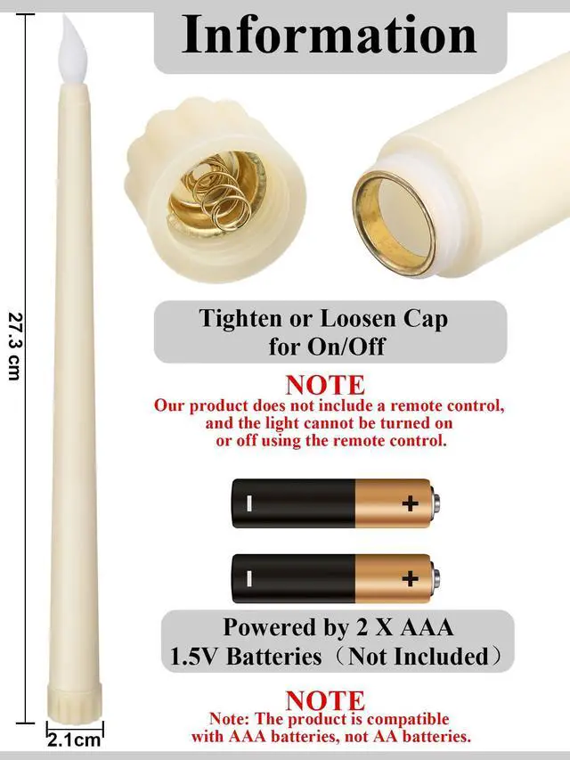 Alt view image 2 of 7 - 48 Pcs Flameless LED Taper Candles Battery Operated Candles Bulk Realistic LED Candlesticks Flickering for Wedding Church Party Home Decor(Ivory,11 Inch,Classic Style)