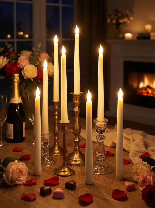 Alt view image 4 of 7 - 48 Pcs Flameless LED Taper Candles Battery Operated Candles Bulk Realistic LED Candlesticks Flickering for Wedding Church Party Home Decor(Ivory,11 Inch,Classic Style)