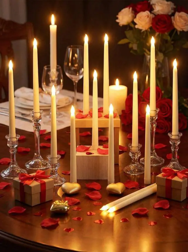 Alt view image 6 of 7 - 48 Pcs Flameless LED Taper Candles Battery Operated Candles Bulk Realistic LED Candlesticks Flickering for Wedding Church Party Home Decor(Ivory,11 Inch,Classic Style)