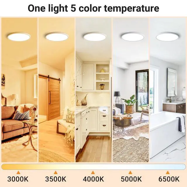 Alt view image 2 of 7 - 4Pack LED Flush Mount Ceiling Light Fixture, 12 Inch 24W, 3200LM, Super Slim 0.7 Inch, 3000K-6500K Adjustable Low Profile LED Ceiling Lights for Bedroom, Kitchen, Hallway(White)