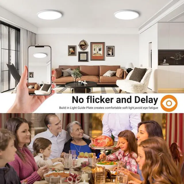 Alt view image 5 of 7 - 4Pack LED Flush Mount Ceiling Light Fixture, 12 Inch 24W, 3200LM, Super Slim 0.7 Inch, 3000K-6500K Adjustable Low Profile LED Ceiling Lights for Bedroom, Kitchen, Hallway(White)