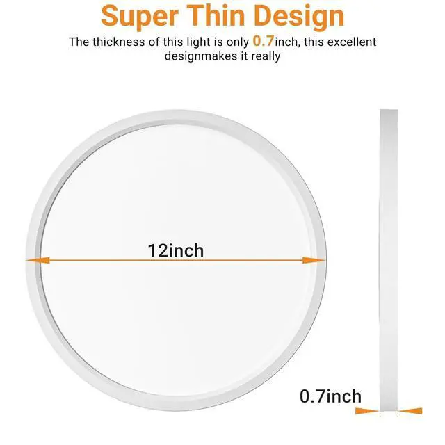 Alt view image 6 of 7 - 4Pack LED Flush Mount Ceiling Light Fixture, 12 Inch 24W, 3200LM, Super Slim 0.7 Inch, 3000K-6500K Adjustable Low Profile LED Ceiling Lights for Bedroom, Kitchen, Hallway(White)