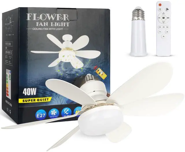 Main image of Socket Fan Light, 20.5IN Light Bulb Fan with Remote Dimmable, Screw in Fan and Light Combo for Garage Kitchen Bedroom Balcony Living Tools Store Laundry Room