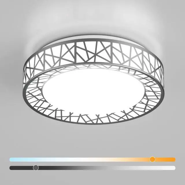 Main image of 12 Inch Bird's Nest Flush Mount Ceiling Light, 20W, 5CCT | 2700K-6500K Selectable, Modern LED Ceiling Light Fixture, Dimmable, for Bedroom, Kitchen, Closet, Brushed Nickel, ETL Listed