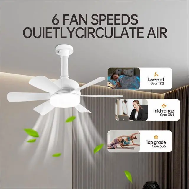 Alt view image 3 of 7 - 2Pack Socket Fan LED Ceiling Lights,18inch APP Control E26 Fans Bulb with Remote & Dimmable LED Ceiling Fan Lights,3Color 3000K-6500K,1800LM Fan Light Bulb Screw in Ceiling(White)