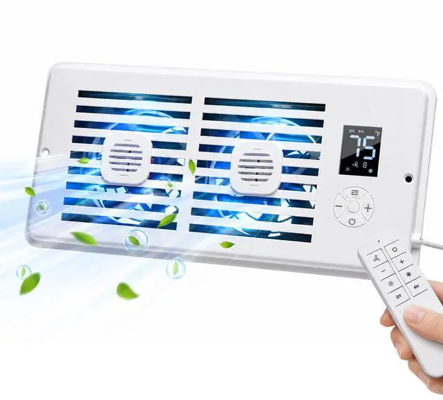 Main image of Quiet Register Booster Fan; for Floor/Wall Registers, 4" x 10" Smart Vent Fan Booster with Auto Thermostat Temperature Control, HVAC Air Vent Fan, Adjustable Speeds, Aromatherapy