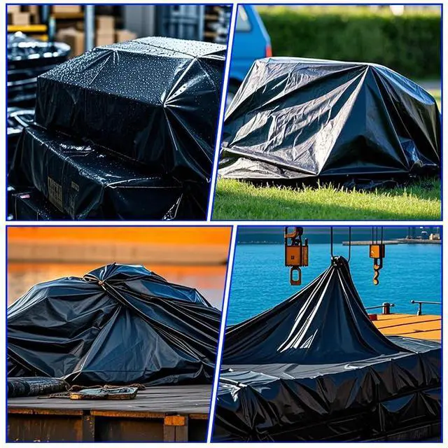 Alt view image 7 of 7 - Black Tarp 10x12 Feet, 10 Mil Thick Waterproof Poly Tarps Cover UV Resistant, Rip & Tear Proof with Metal Grommets Every 20 Inches