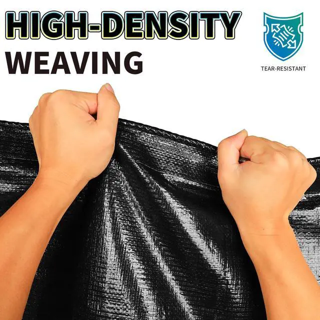 Alt view image 6 of 7 - Black Tarp 10x12 Feet, 10 Mil Thick Waterproof Poly Tarps Cover UV Resistant, Rip & Tear Proof with Metal Grommets Every 20 Inches