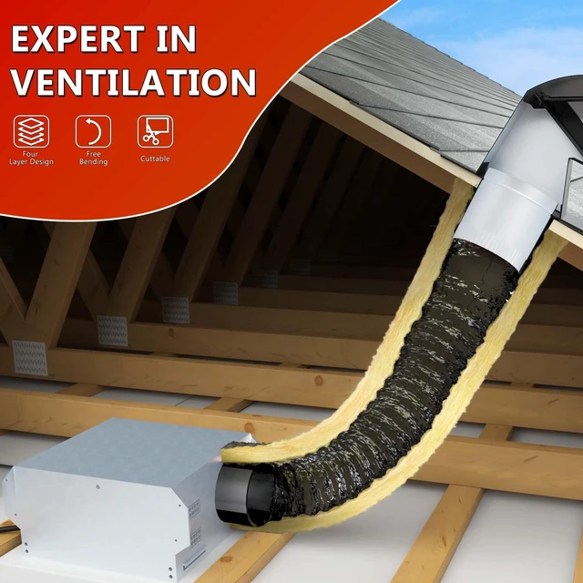 Alt view image 2 of 6 - 6 Inch 25 Feet R4.2 Insulated Flexible Duct | High-Efficiency Thermal Insulation | Suitable for Heating & Cooling